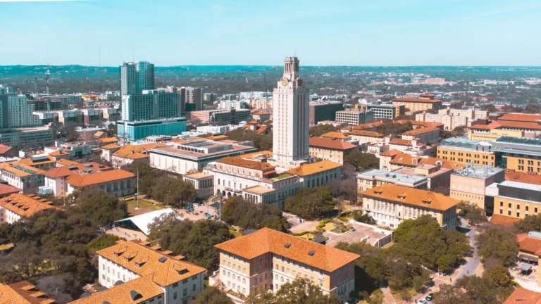 An aerial view of the University of Texas at Austin